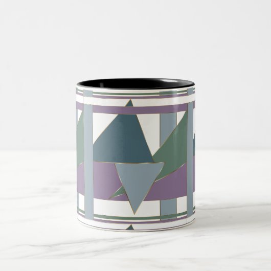 Tasse 2 Couleurs Triangle géométrique Motif bleu violet vert (Centre)