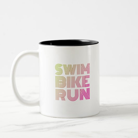 Tasse 2 Couleurs Triathlon course à vélo nage (Gauche)
