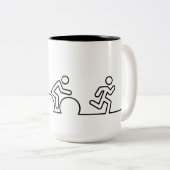 Tasse 2 Couleurs Triathlon. Natation, cyclisme et course. (Devant droit)