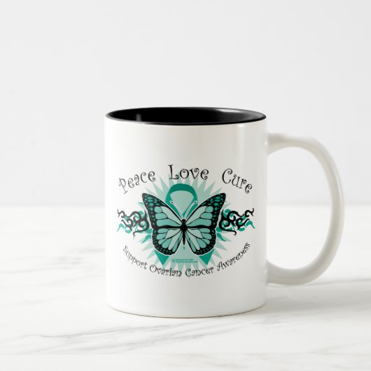 Tasse 2 Couleurs Tribal de papillon de Cancer ovarien (Droit)