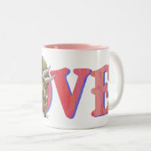 Tasse 2 Couleurs Tricératops amoureux Saint Valentin (Devant droit)