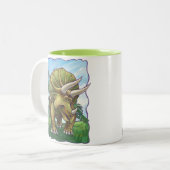 Tasse 2 Couleurs Tricératops mignons Têtes et Tails (Devant gauche)