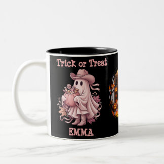 Tasse 2 Couleurs Trick or Treat Coutume Vintage Fantôme de Cow-Boy 