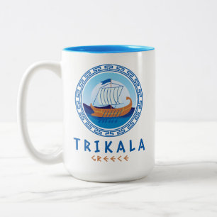 Tasse 2 Couleurs Trikala, Grèce Design de navires grecs