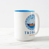 Tasse 2 Couleurs Trikala, Grèce Design de navires grecs (Devant droit)