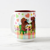 Tasse 2 Couleurs Trio de ficelle de teckel (Devant gauche)