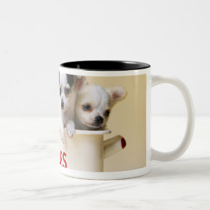 Tasse 2 Couleurs Trois chiots de chiwawa en étain de gâteau