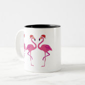 Tasse 2 Couleurs Trois Flamants roses de Noël (Devant gauche)