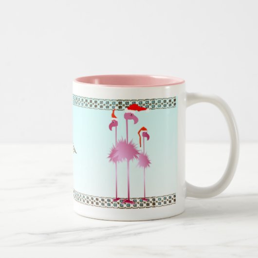 Tasse 2 Couleurs Trois Flamants roses roses de Noël (Droit)