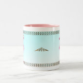 Tasse 2 Couleurs Trois Flamants roses roses de Noël (Centre)