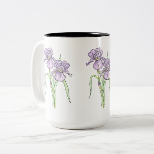 Tasse 2 Couleurs Trois Iris Floral (Devant gauche)