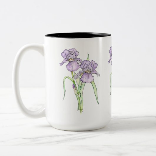 Tasse 2 Couleurs Trois Iris Floraux (Gauche)