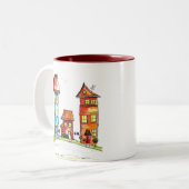 Tasse 2 Couleurs Trois Mignonnes Maisons Whimsques (Devant gauche)