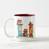 Tasse 2 Couleurs Trois Mignonnes Maisons Whimsques (Gauche)