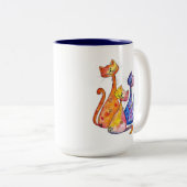 Tasse 2 Couleurs Trois mignons chats Whimsical (Devant droit)
