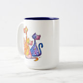 Tasse 2 Couleurs Trois mignons chats Whimsical (Devant gauche)