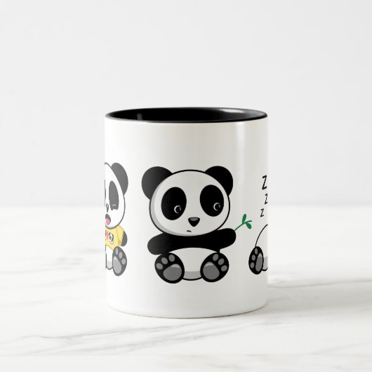 Tasse 2 Couleurs Trois mignons petits pandas (Centre)