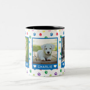 Tasse 2 Couleurs Trois Photos pour animaux de compagnie Noms Bleu C