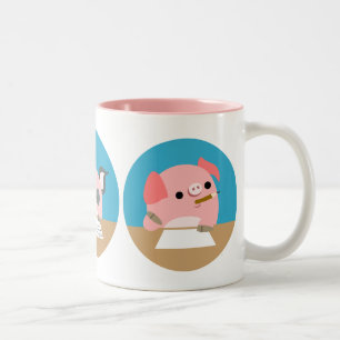 Tasse 2 Couleurs Trois porcelets mignons de bande dessinée à la