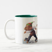 Tasse 2 Couleurs Trois teckels de patinage - un chien (Gauche)