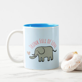 Tasse 2 Couleurs Trompe Pleine d'Amour Éléphant Mignon Doodle