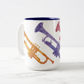 Tasse 2 Couleurs Trompettes d'aquarelle (Devant gauche)