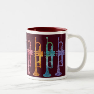 Tasse 2 Couleurs Trompettes d'arc-en-ciel sur le rouge foncé