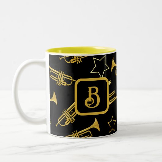 Tasse 2 Couleurs Trompettes et étoiles Monogramme (Gauche)