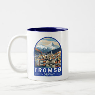 Tasse 2 Couleurs Tromso Norvège Travel Art Vintage