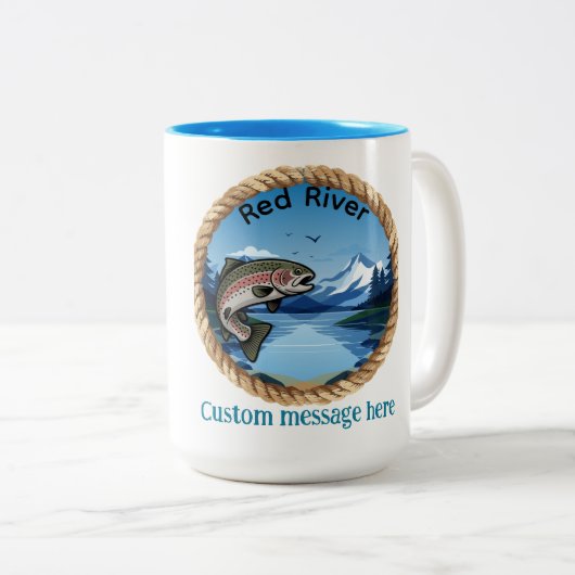 Tasse 2 Couleurs Trophy Rainbow Trout Mountain Fishing (Devant droit)