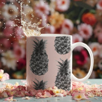 Tropical Grey & Pink Ananas Motif sans couture