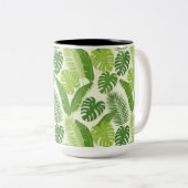 Tasse 2 Couleurs Tropical Leaves & Monstera Seamless Pattern (Devant droit)