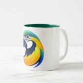 Tasse 2 Couleurs Tropical Parrot Illustration (Devant droit)