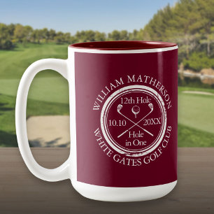 Tasse 2 Couleurs Trou en un de golf personnalisé Bordeaux