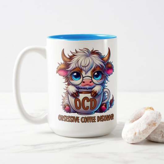 Tasse 2 Couleurs Trouble de café obsessionnel (Avec donut)