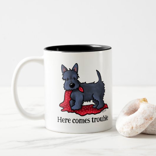Tasse 2 Couleurs Trouble du chiot écossais Terrier (Avec donut)
