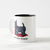 Tasse 2 Couleurs Trouble du chiot écossais Terrier (Devant gauche)