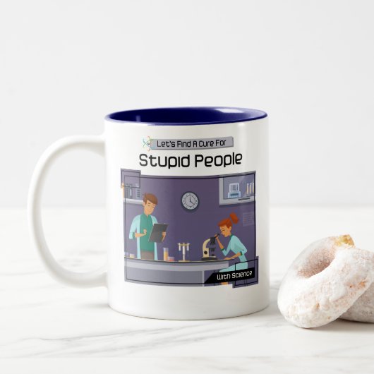 Tasse 2 Couleurs Trouvons un traitement pour les personnes (Avec donut)