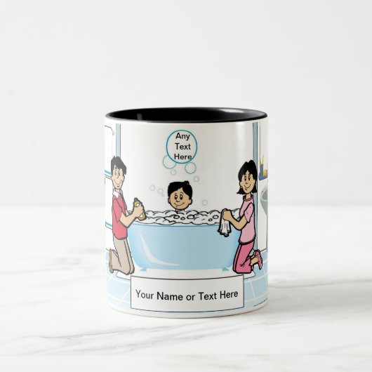 Tasse 2 Couleurs Tub Time - 1 Boy Cartoon par PrintedPerfection.com (Centre)