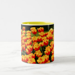 Tasse 2 Couleurs Tulières jaunes et rouges au printemps
