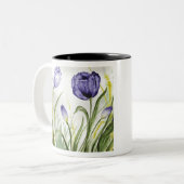 Tasse 2 Couleurs Tulipe de printemps pourpre (Devant gauche)