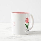 Tasse 2 Couleurs Tulipe rose moderne (Devant droit)