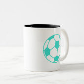 Tasse 2 Couleurs Turquoise; Blue Green Soccer Ball (Devant droit)