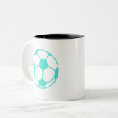 Tasse 2 Couleurs Turquoise; Blue Green Soccer Ball (Devant gauche)