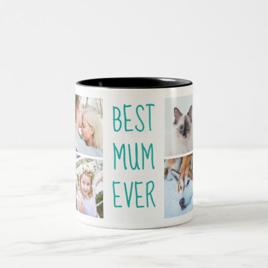 Tasse 2 Couleurs Turquoise | Meilleure maman Jamais Custom Photo Mu (Centre)