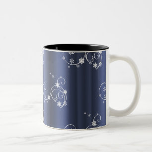 Tasse 2 Couleurs Turquoise métallique, Fils blancs Noël