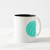 Tasse 2 Couleurs Turquoise ; Volleyball de vert bleu (Devant droit)