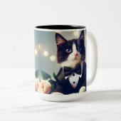 Tasse 2 Couleurs Tuxedo Cat (Devant droit)
