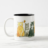 Tasse 2 Couleurs Tuxedo Chat Calico Kitten Aquarelle Animaux (Gauche)