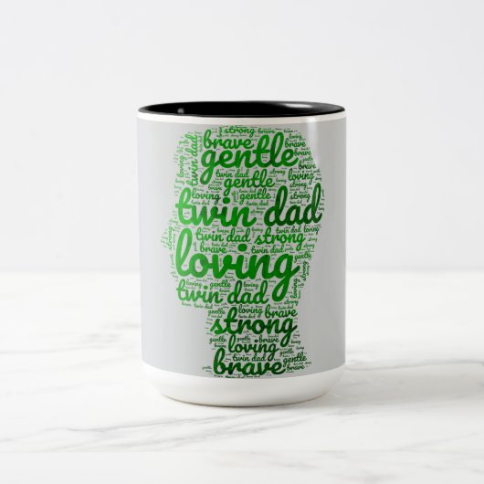 Tasse 2 Couleurs Twin Dad World Cloud Vert et gris (Centre)